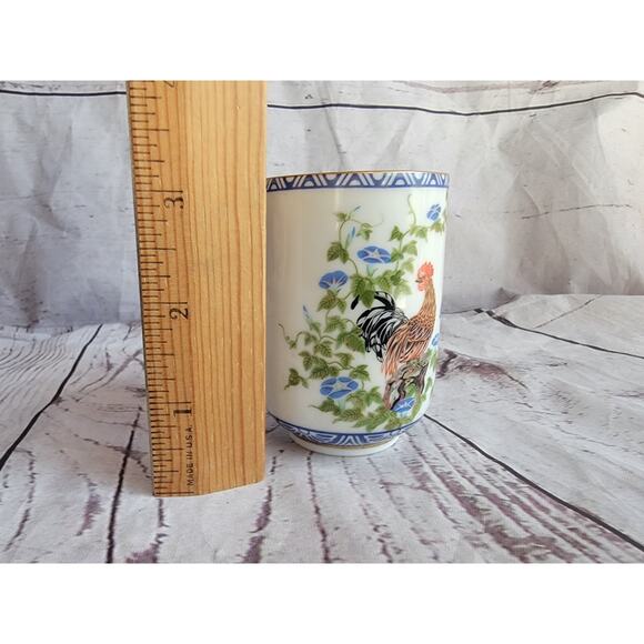 Kinuko Yamabe Limited Hand Painted Porcelain Tea Sake Cup Birds Japan Roaster - Picture 7 of 7